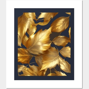 golden leaves pattern Posters and Art